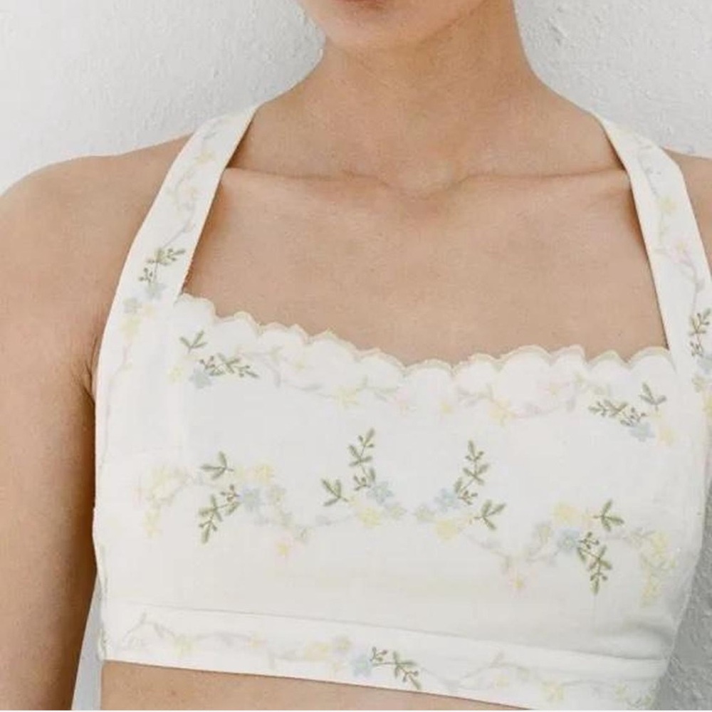 Zara White Floral Embroidered Top